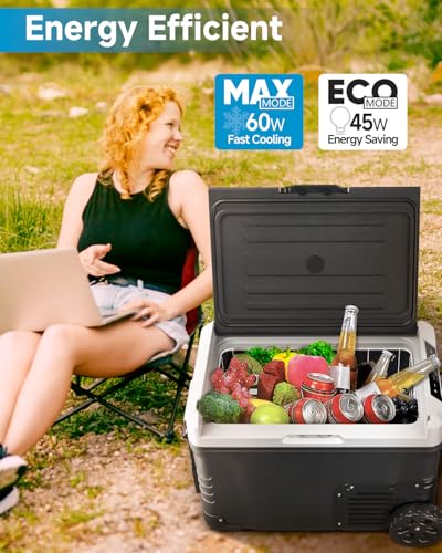 Car Fridge Portable 12 Volt Refrigerator - 53 Quart(50L) Electric Cooler with 12/24V DC&110-240V AC for Truck Van RV Camper SUV