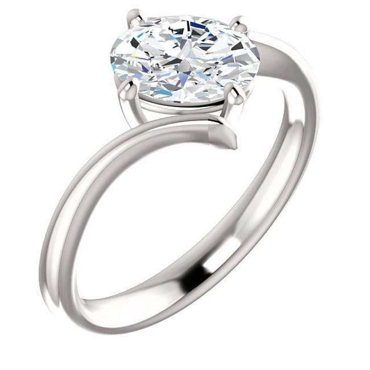 1.25 CT Solitaire Oval Diamond Engagement Ring, 14K White Gold - Size 6.5