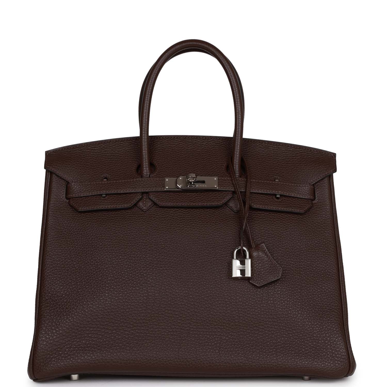 Pre-owned Hermes Birkin 35 Chocolate Togo Palladium Hardware