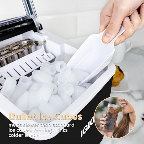 Igloo Electric Countertop Ice Maker Machine - Automatic and Portable - 33 Pounds in 24 Hours - Icecube Maker - Plastic Scoop and Basket