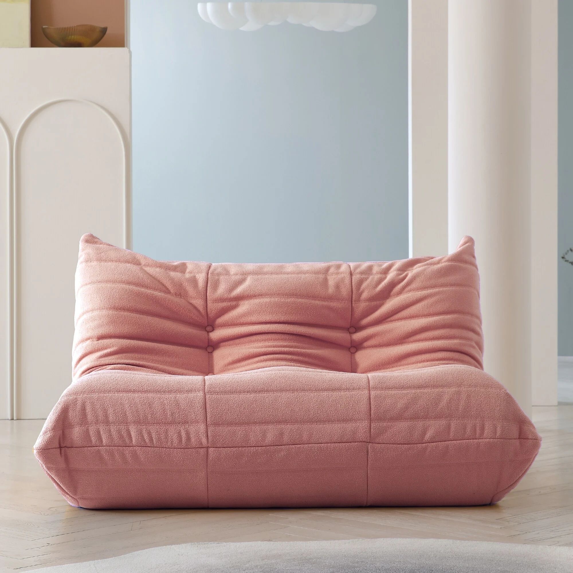 Magic Home Comfy Lazy Floor Sofa Couch,Teddy Velvet Bean Bag Chairs for Living Room Bedroom Office Salon 3 Seats - Radiant Selections