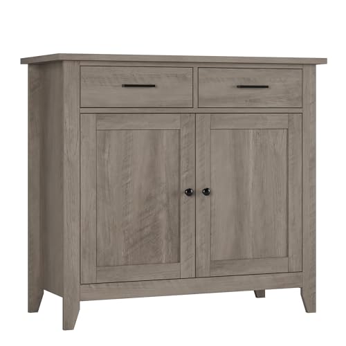 HORSTORS Kitchen Storage Cabinet, Modern Farmhouse Buffet Cabinet with Storage, Coffee Bar with 2 Drawers and 2 Doors