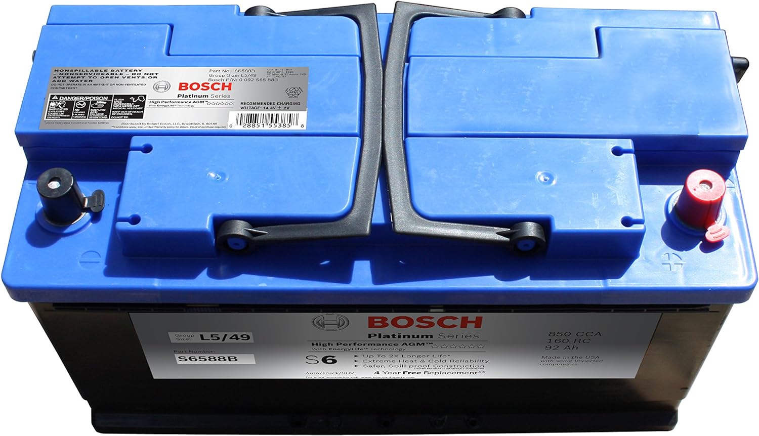 BOSCH S6588B S6 Flat Plate AGM Battery - Smart Home Appliances