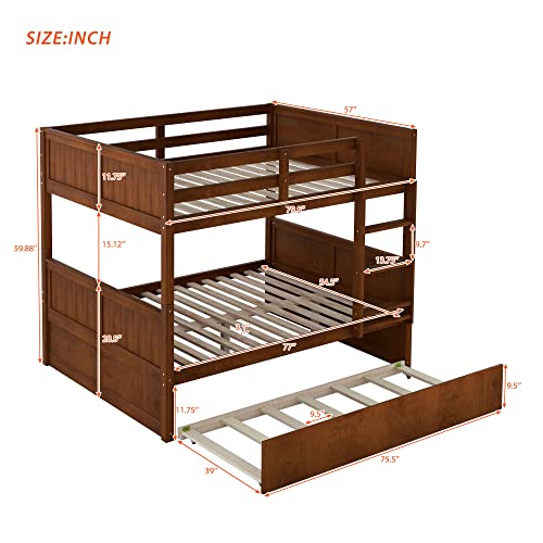 SOFTSEA Twin Over Full Bunk Bed with Slide, Solid Wood Bunk Beds with Stairs for Kids