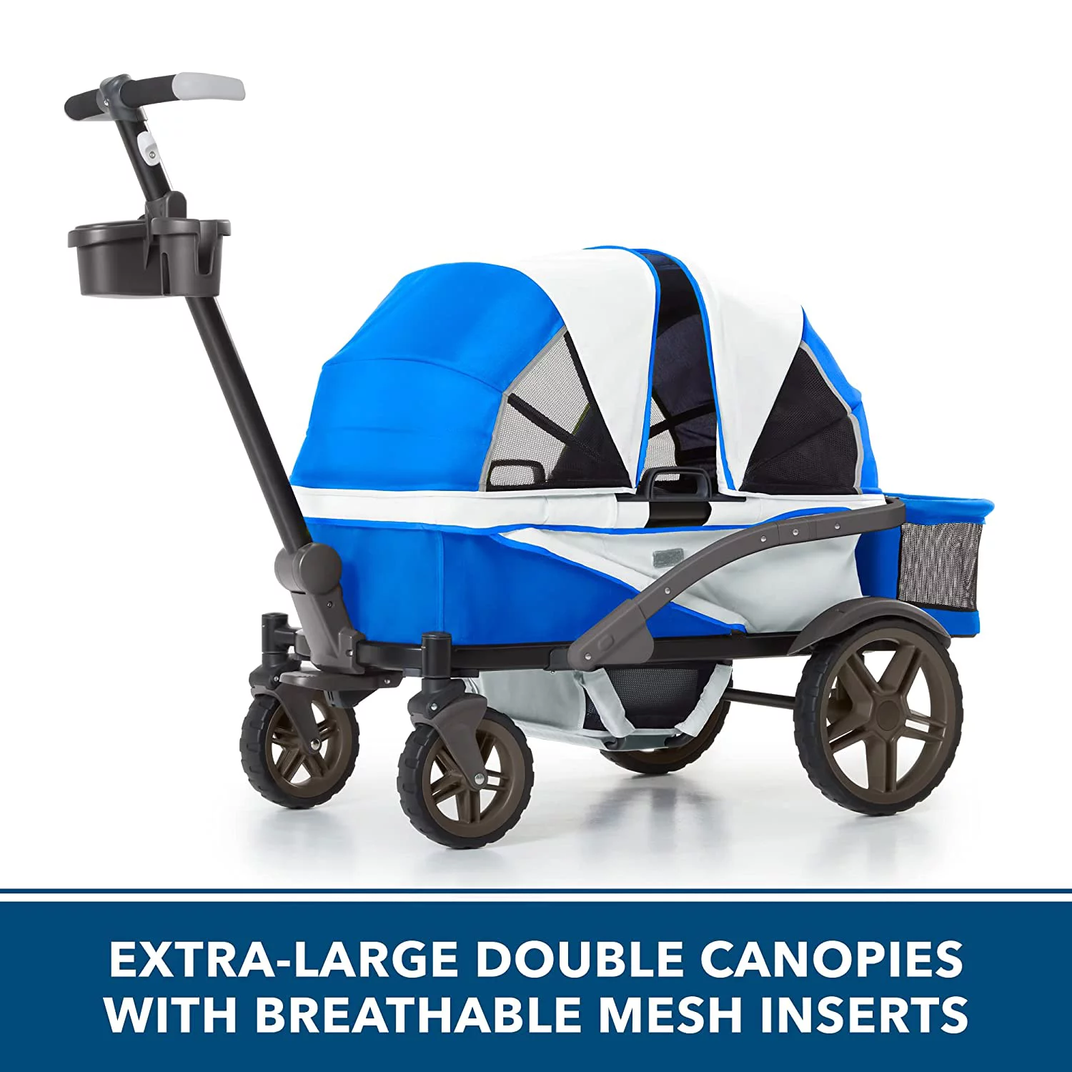 Gladly Family Anthem4 All-Terrain 4-Seater Wagon Stroller, Rugged Wheels, Removable Canopy, Foldable, Neon Indigo