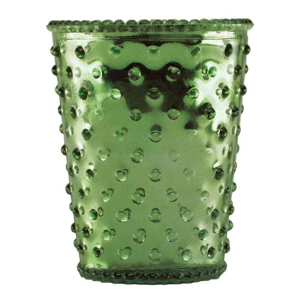 Simpatico - Hobnail Glass Candle - Chrome Green Evergreen