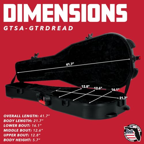 Gator Cases Molded Flight Case for Strat/Tele Style Electric Guitars with TSA Approved Locking Latch, (GTSA-GTRELEC)