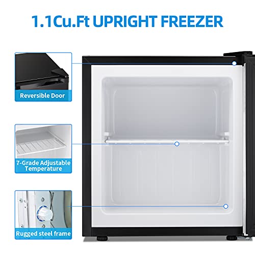 LHRIVER Mini Freezer Compact Upright Freezer, Small Freezer, Removable Shelves, Adjustable Thermostat Low Noise Mini Freezers for Bedroom, Apartment