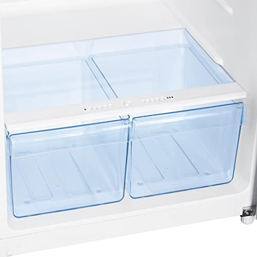 Magic Cool MCR10WI Apartment Refrigerator Freestanding Slim Design Full Fridge with Top Freezer for Condo, House, Small Kitchen Use, White