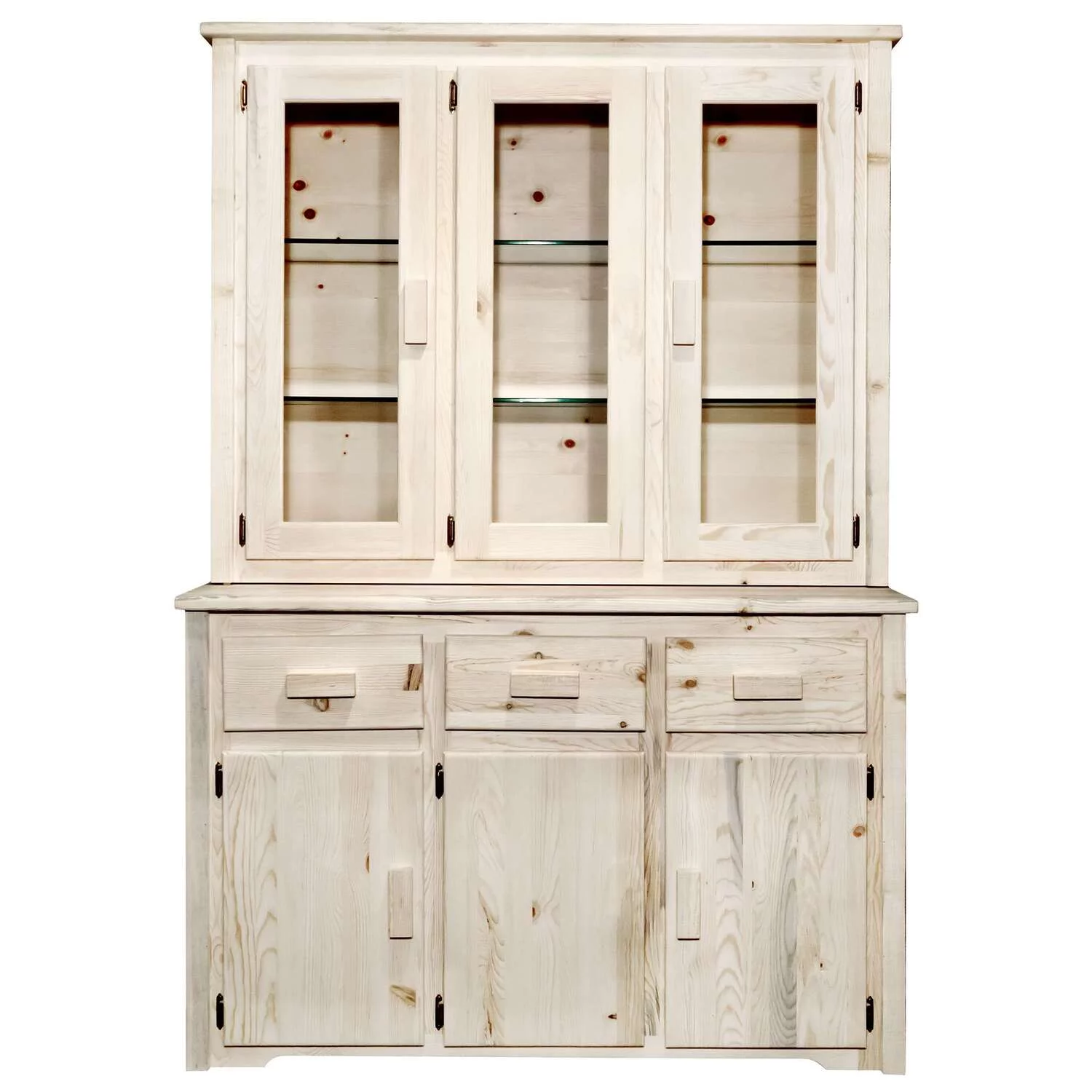 Montana Woodworks Homestead Transitional Wood China Hutch in Natural Lacquered