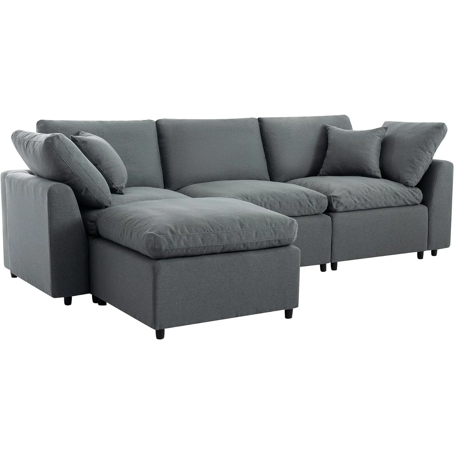 LUCKHAO 4 Seat Oversized Couches for Living Room ，Modular Sectional Sofa, Down Filled Upholstery Convertible Sectional Sofa