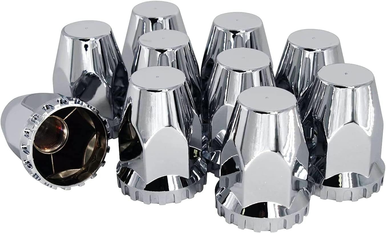 FAYUE Chrome ABS Threaded-on Lug Nut Covers with Flange 33mm and 32mm (20pcs) Pack of 2