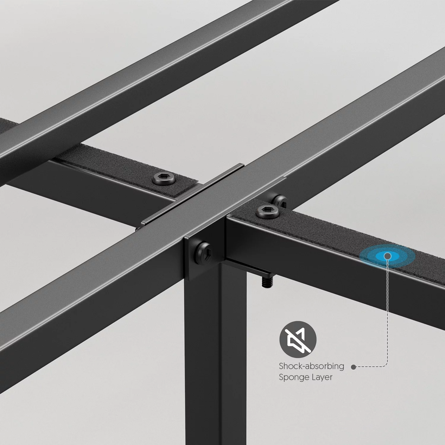 Queen Size Bed Frame Steady Steel Platform with Wood Headboard/Footboard