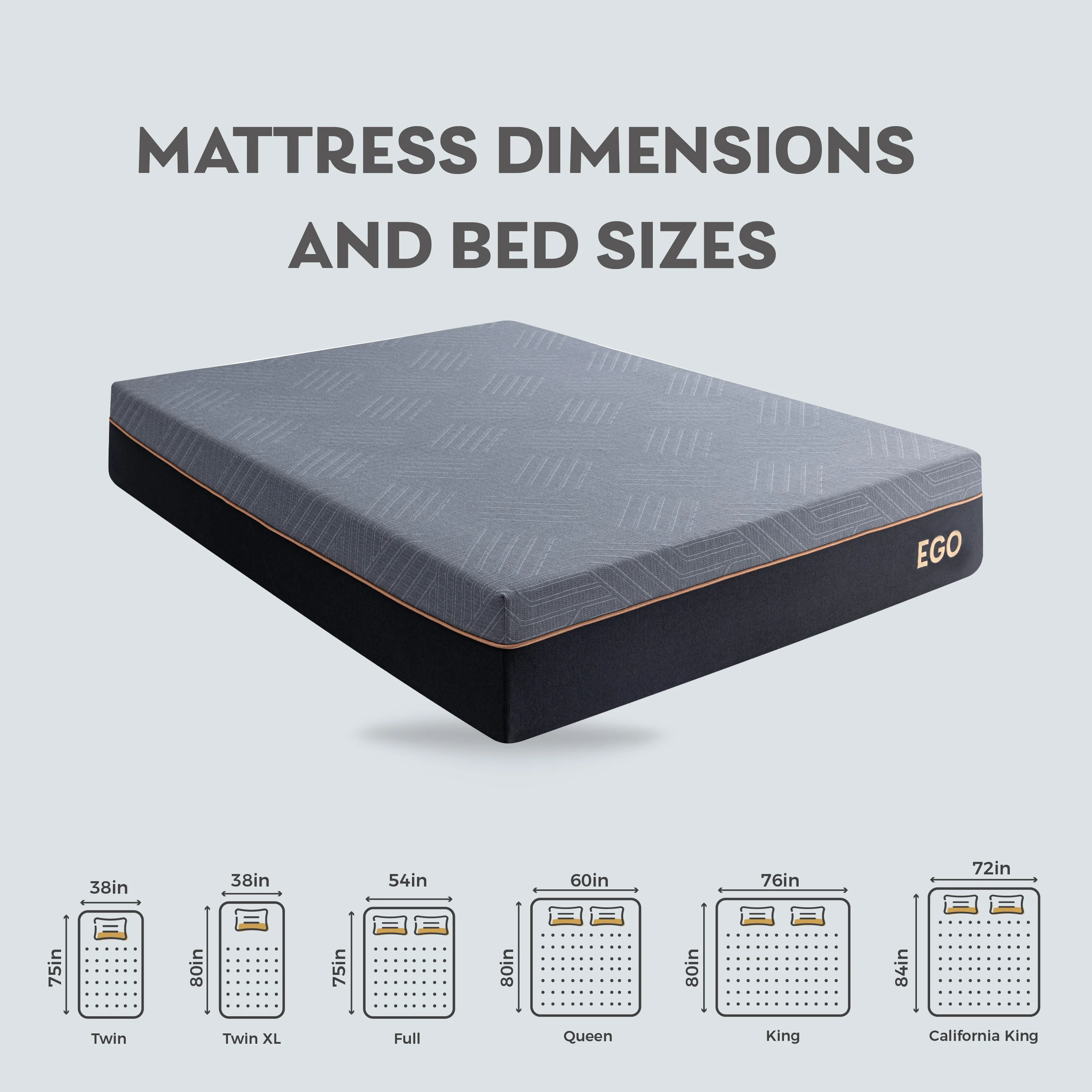 MLILY Ego Black 12 inch Queen Mattress in a Box, Gel Memory Foam Mattress, Medium