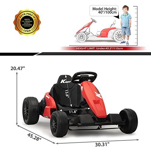 TOBBI 24V Go Kart Electric Drift Kart for Kids 4-16 Year, Ride on Car, 8 MPH Battery Powered Crazy Cart for Kids