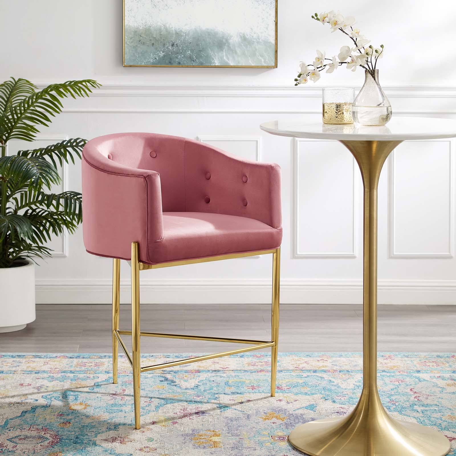 Modway Savour Tufted Performance Velvet Counter Stool - Pink