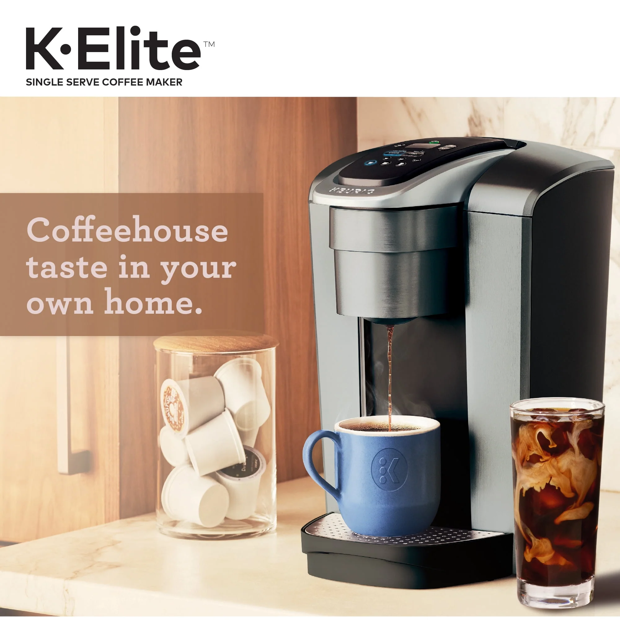 Keurig K-Elite, Single Serve K-Cup Pod Coffee Maker, Brushed Gold
