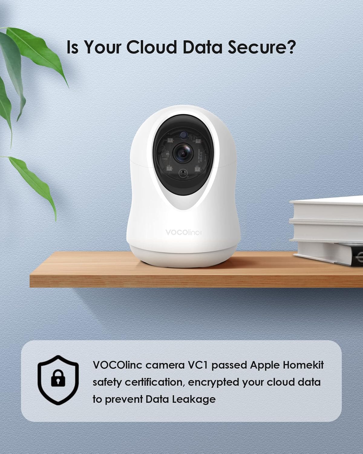 VOCOlinc Security Camera, HomeKit ONLY,1080P Smart Home Camera in Privacy Mode, Indoor Pan/Tilt IP Camera with Night Vision, 2-Way Audio
