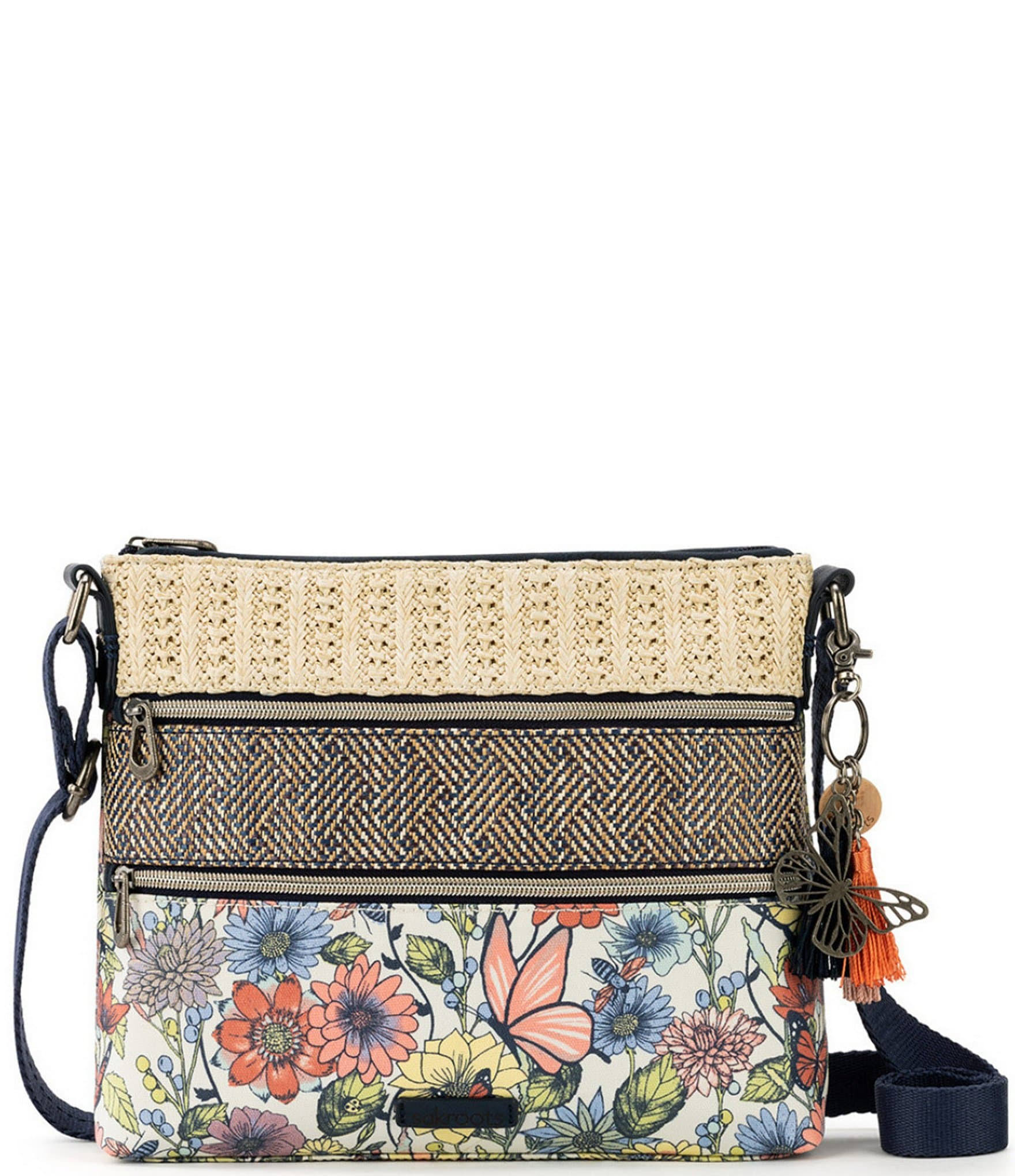Sakroots Basic Double Zip Crossbody Bag - Multi in Bloom