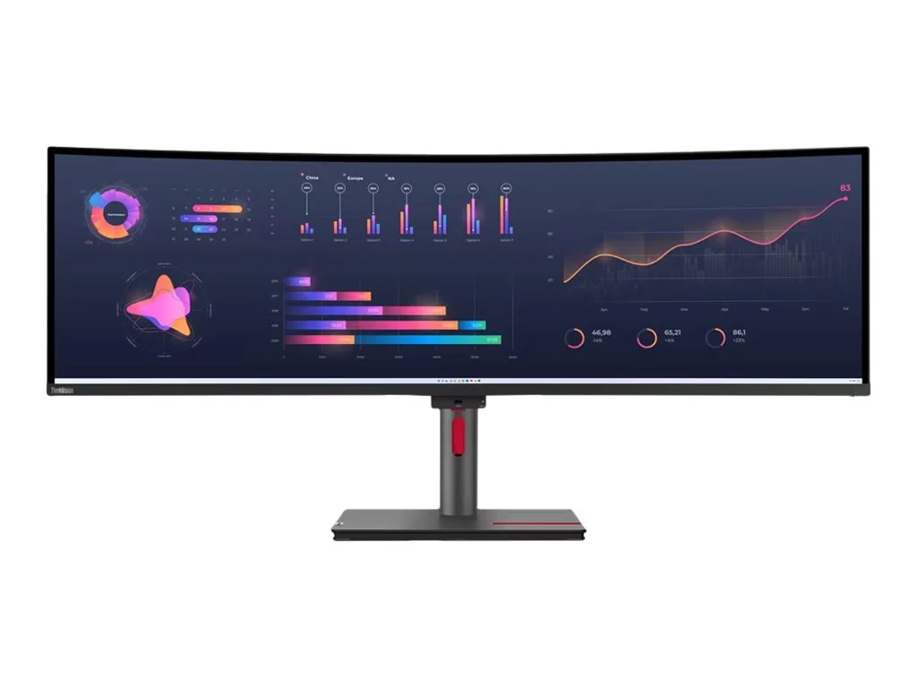 Lenovo ThinkVision 49\" 5120 x 1440 LED Cable Lock Slot, Anti-glare Curved Monitor, Raven Black, P49W-30 - Curated Treasures Market