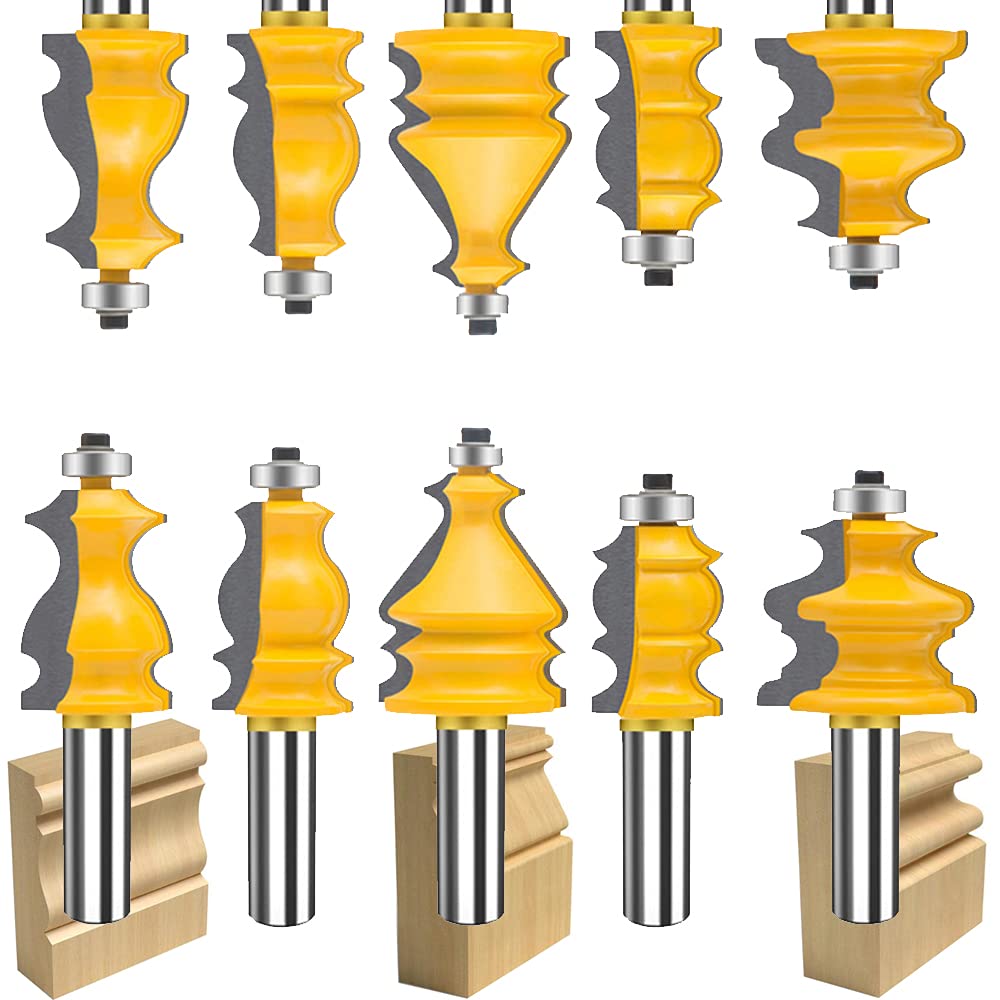 TAIWAIN 1/4 Inch Shank Router Bit Set 6 Finger Joint Woodworking Cutter 3PCS, Reversible Finger Glue Joinery Router Bits