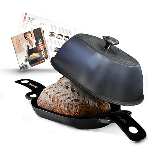 Enameled Cast Iron Dutch Oven for Professional Sourdough Bread Baking | 5.5 Quart Loaf Size Oval Cookware Pot with Lid | Triple-Layer Enamel Coating