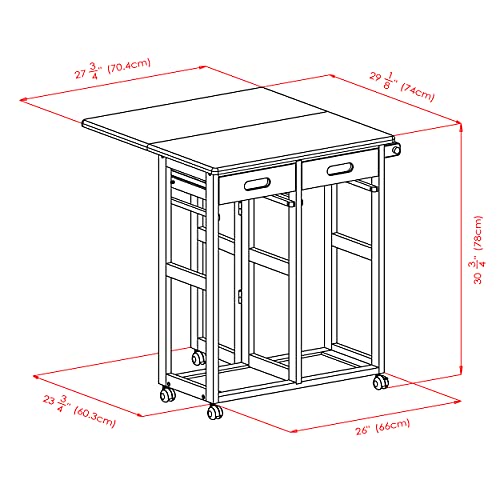 Winsome Suzanne Space Saver Set, for Kitchen, 33", Coffee