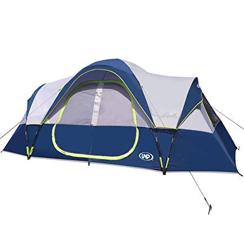 UNP Camping Tent 10-Person-Family Tents, Parties, Music Festival Tent, Big, Easy Up, 5 Large Mesh Windows, Double Layer, 2 Room, Waterproof
