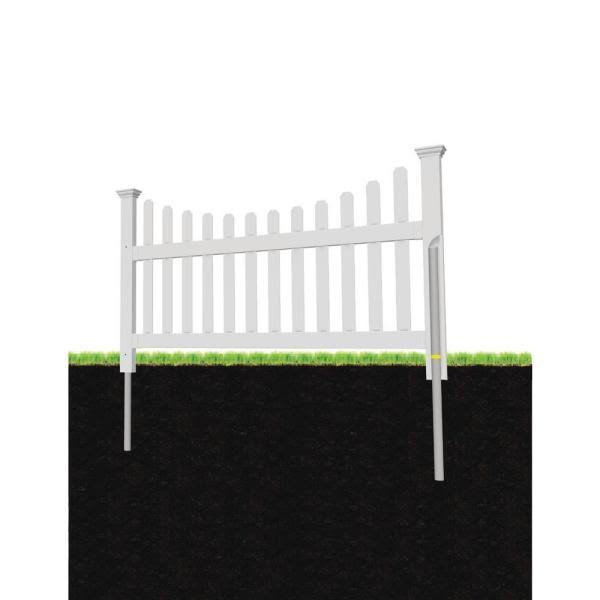 Zippity Outdoor Products All American Vinyl Picket Fence with No-Dig Steel Pipe Anchor Kit, White