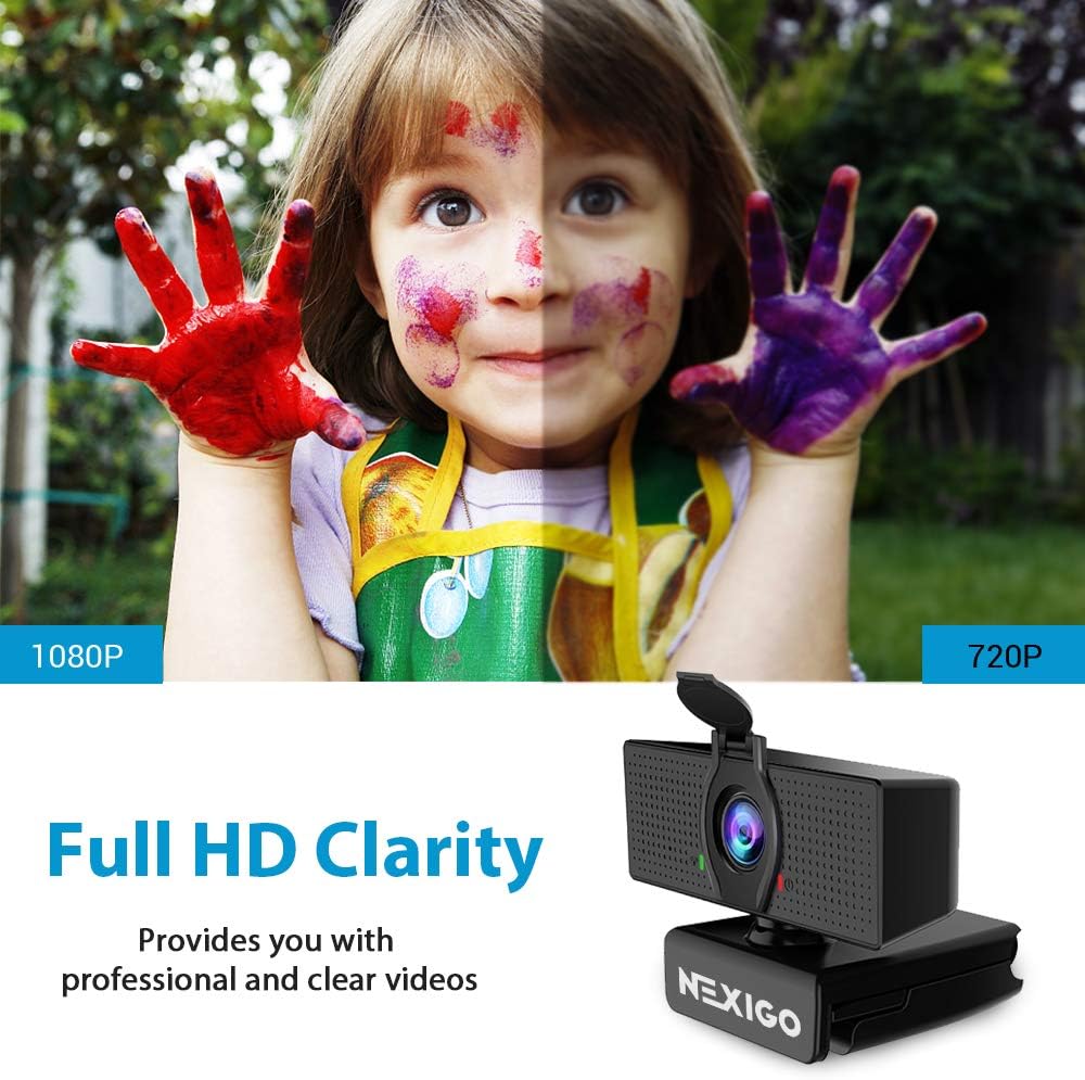 NexiGo N60 1080P Web Camera, HD Webcam with Microphone, Software Control & Privacy Cover, USB Computer Camera, 110-degree FOV, Plug and Play