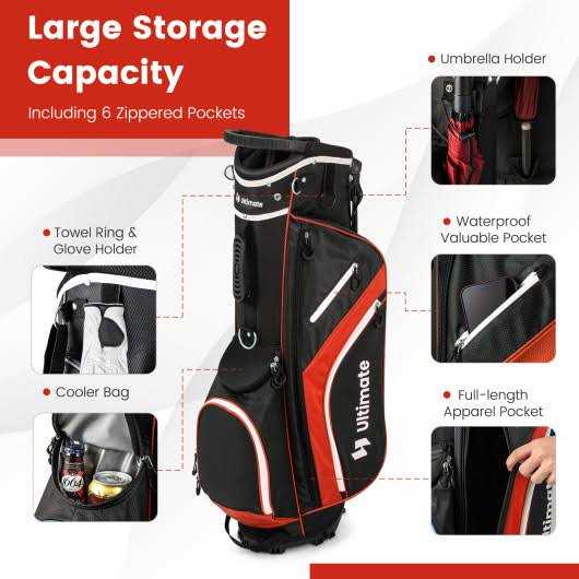 Costway Lightweight Golf Stand Bag with 14-Way Top Dividers &amp; 6 Pockets - Sports Supplies Online Store