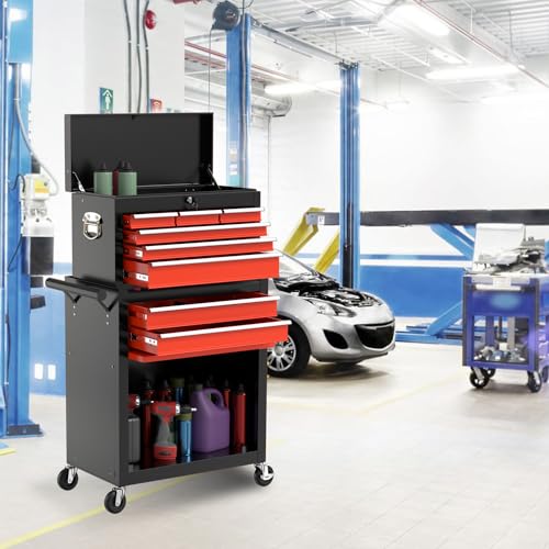 8-Drawer High Capacity Rolling Tool Chest, Removable Cabinet Storage Tool Box with Wheels and Drawers