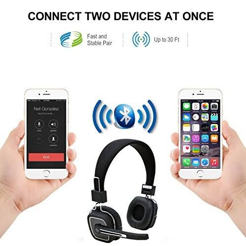 Trucker Bluetooth Headset Wireless with Noise Canceling Microphone, On-Ear Wir
