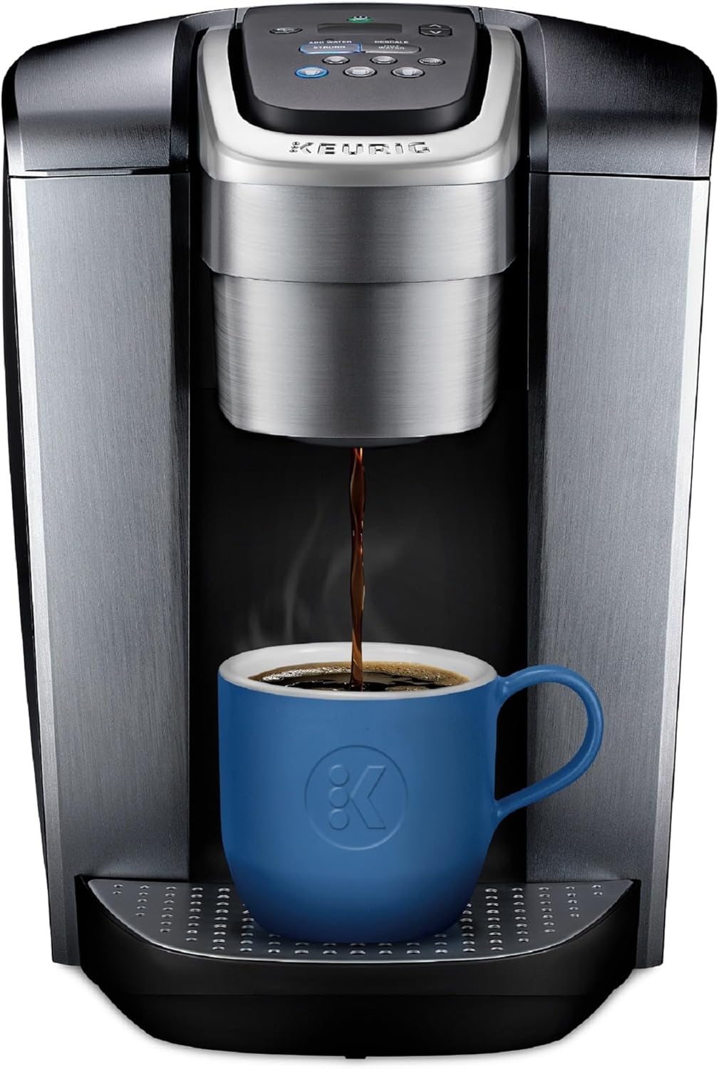 Commercial CHEF 0.6 Cubic Foot 600W Microwave with 6 Power Levels Bundle with Keurig K-Elite Single-Serve K-Cup Pod Coffee Maker