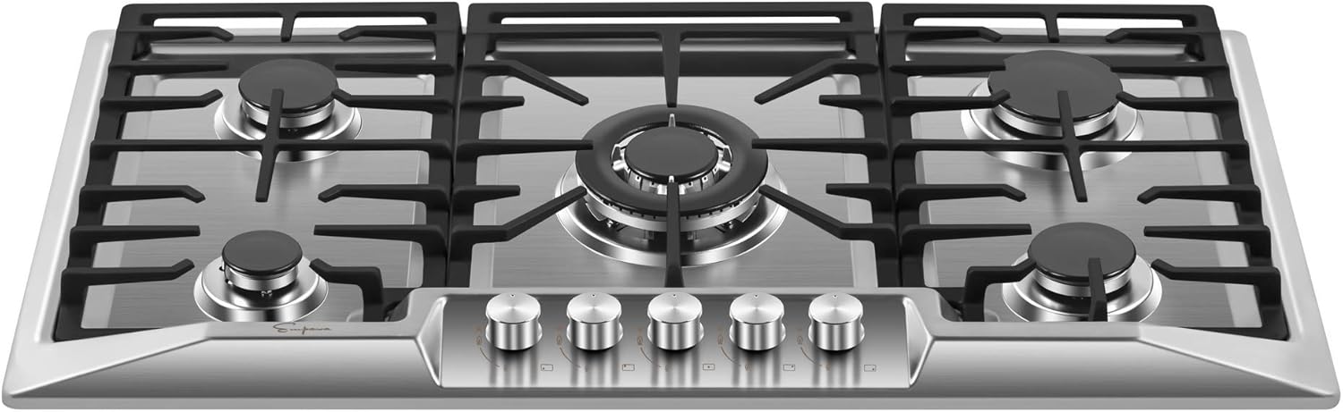Empava Electric Stove Induction Cooktop Vertical with 2 Burners in Black Vitro Ceramic Smooth Surface Glass 120V, 12 Inch