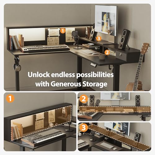 Agilestic L Shaped Electric Standing Desk with 2 Drawers, 63 Inch Ergonomic Adjustable Height Desk with Storage