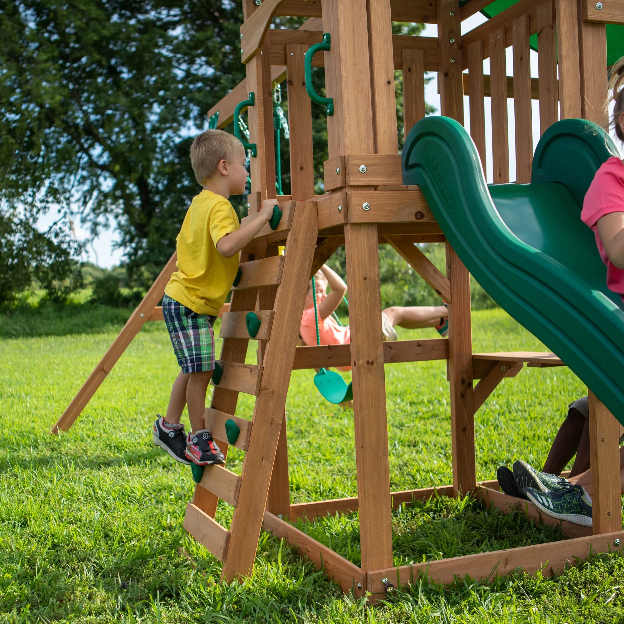 Backyard Discovery Belmont All Cedar Wood Playset Swing Set