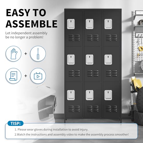 6 Doors Metal Lockers for Employees 72" H Storage Cabinet Lockable Locker with Shelves Steel Storage Locker for Gym School Office Home Requires