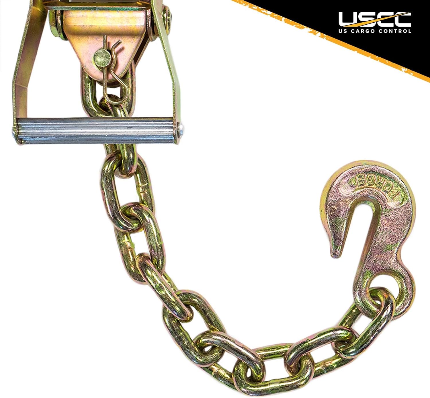 US Cargo Control Side Mount Wheel Net with Cam Buckle,Two Ratchets and Chain Extensions - Easy to Use Wheel Strap for Vehicle Tie Down Applications