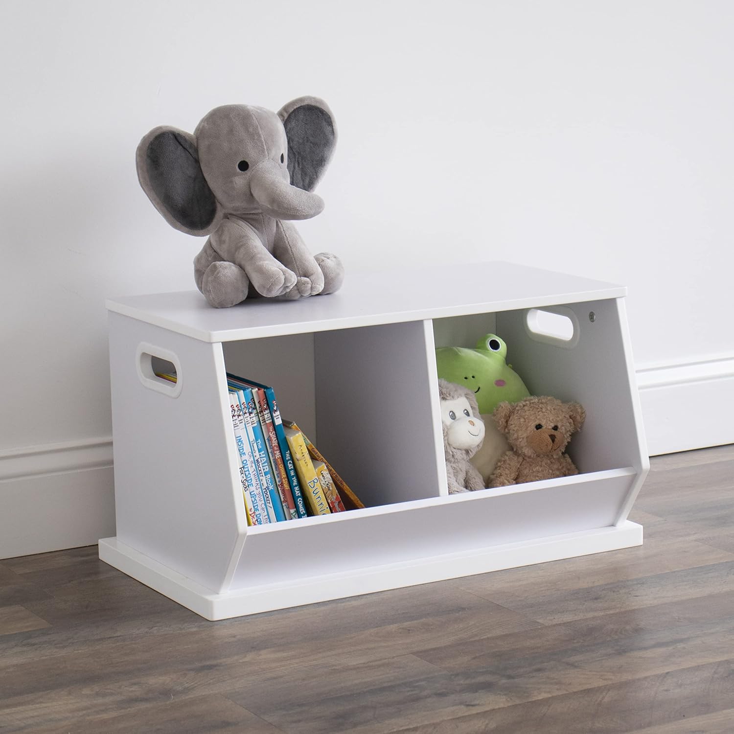 Humble Crew, Grey Wood Toy Storage Cubby and Kids Bookcase