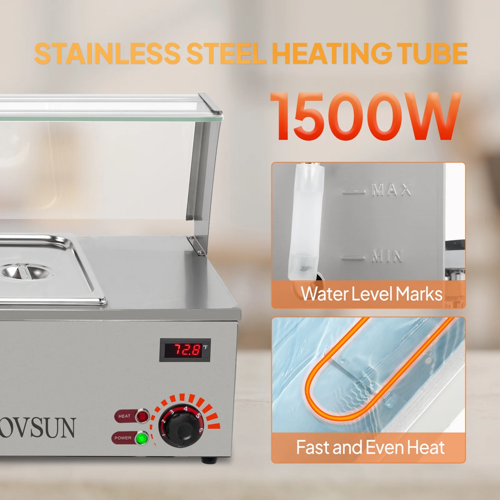 ROVSUN 48QT 1500W Electric Commercial Food Warmer