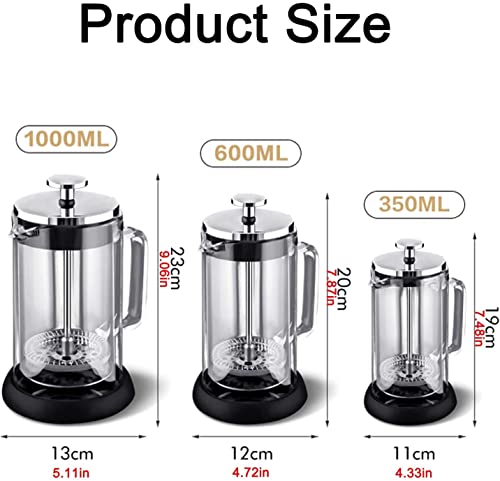 coffee machines French Press Coffee Maker with 3 Filters,304 Durable Stainless Steel Coffee Pot,Heat Resistant Borosilicate Glass Coffee Press