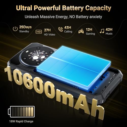 FOSSIBOT F109 5G Rugged Smartphone Unlocked, 24GB+256GB/2TB Android 14 Rugged Phone,10600mAh Battery Cell Phone, 6.745'' HD