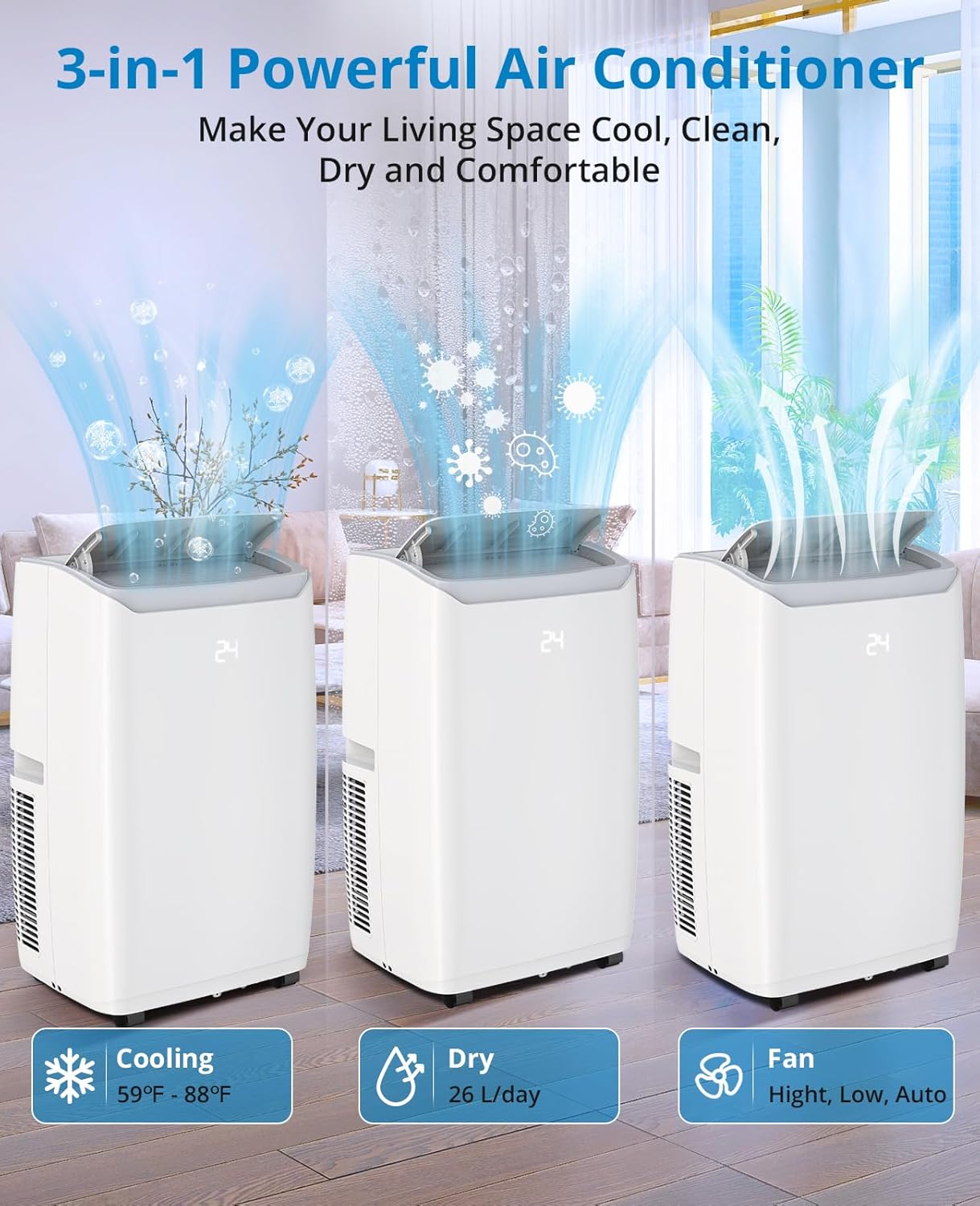 12,000 BTU Portable Air Conditioners/Portable Air Conditioners with Remote Control, Cooling Area Up to 350 sq.ft