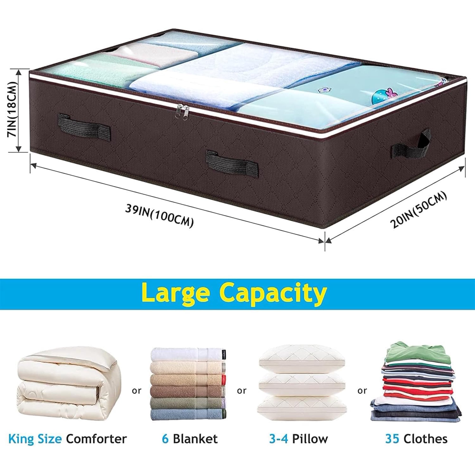 UniMall  6 Pack 90L Under bed Storage Containers Organizer Large Capacity Underbed Clothes Storage Bins Organization and Storage Bedroom Foldable