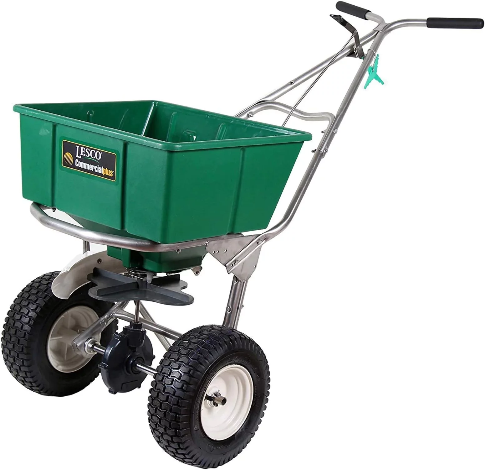 Lesco High Wheel Fertilizer Spreader w/ Manual Deflector 80 Lb. Hopper - Radiant Selections