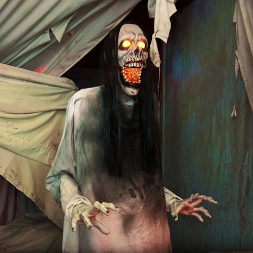 Haunted Hill Farm 5.9 ft. Animatronic Lurching Woman by Tekky, Halloween Animatronic, Scary Indoor House Prop & Decoration