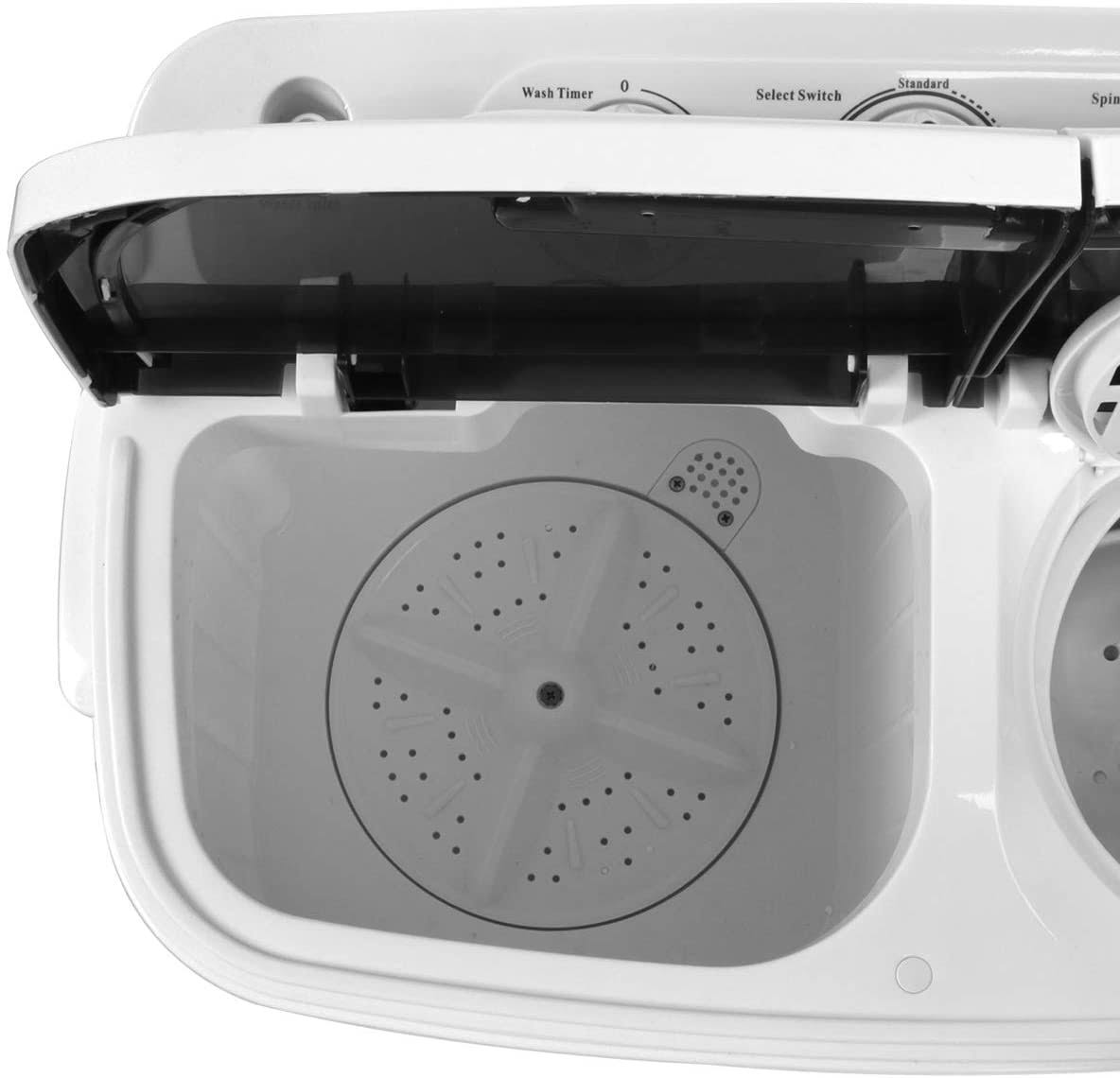 Super Deal Portable Compact Mini Twin Tub Washing Machine W/Wash and Spin Cycle, Built-in Gravity Drain, 13lbs Capacity