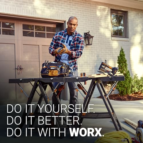 Worx Pegasus 2-in-1 Folding Work Table & Sawhorse, Easy Setup Portable Workbench