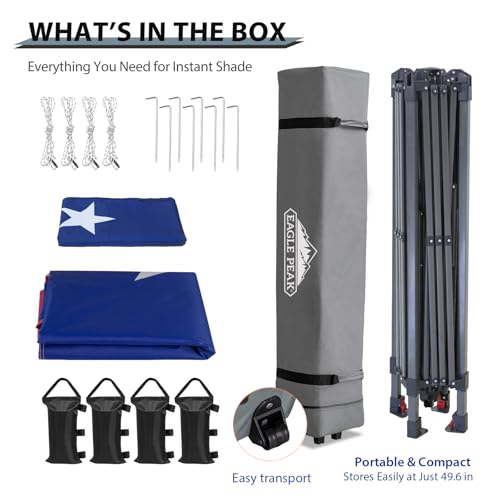 EAGLE PEAK 13x13 Straight Leg Pop Up Canopy Tent Instant Outdoor Canopy Easy Single Person Set up Folding Shelter w/Auto Extending Eaves 169 Square